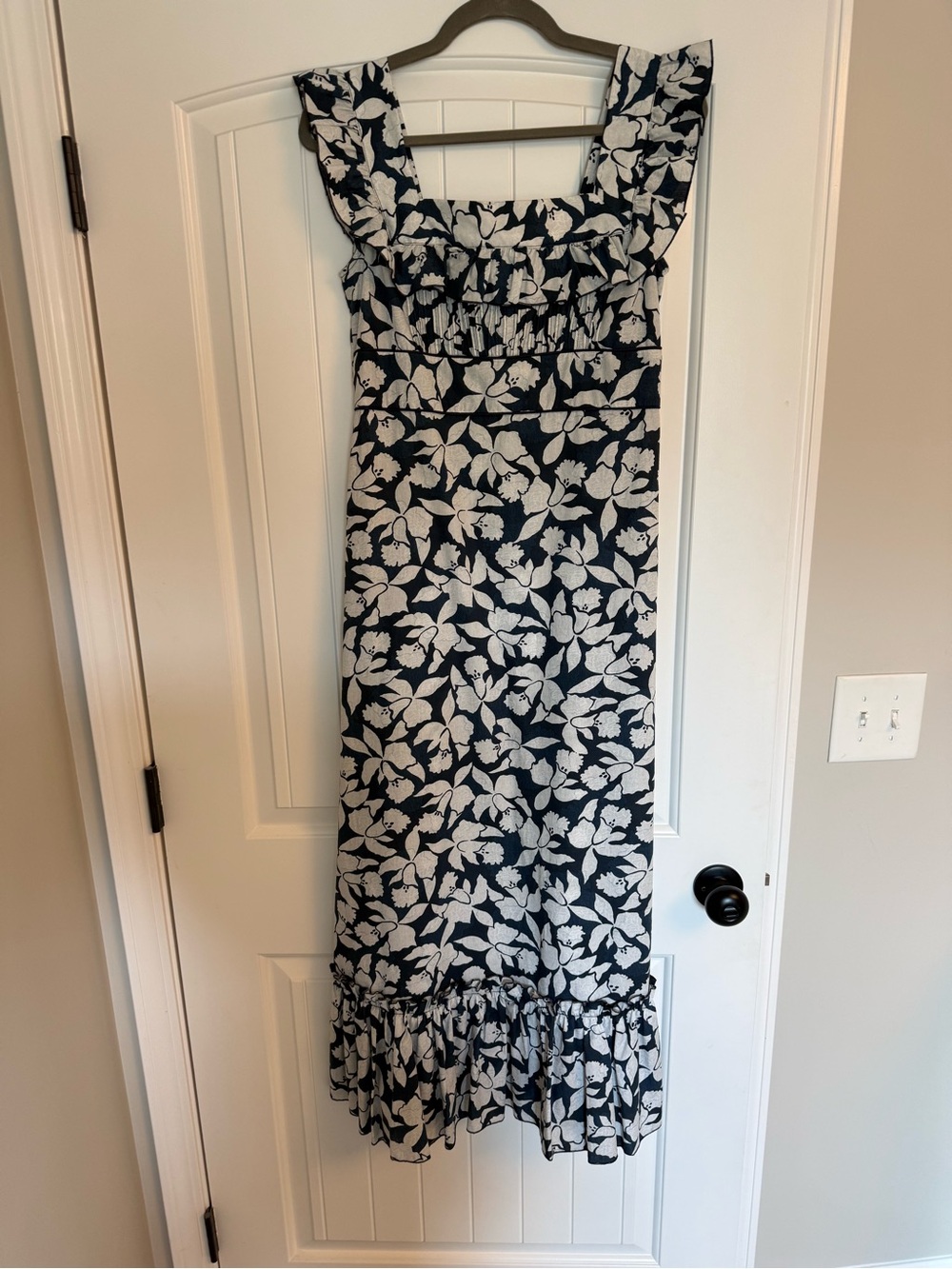 Loretta Caponi Margherita Dress - Navy & White Lilies